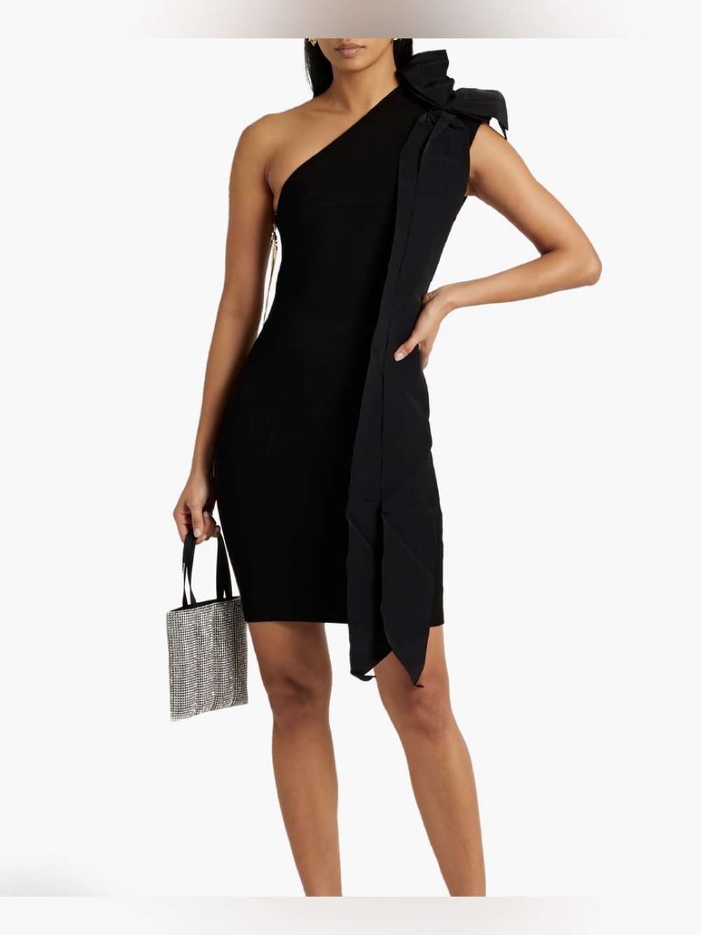 AZ FACTORY
MyBody one-shoulder bow-detailed stretch-knit mini dress